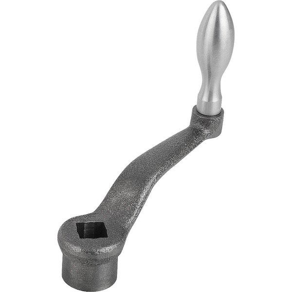 Crank Handle Sim To DIN468 Square Socket Sw=14 +0, 3, A=125, H=141, Form:F Mach Handle Fixed, Iron,